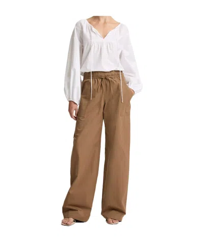 Vince Cotton Double-waist Drawstring Pant In Brown
