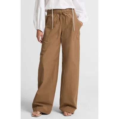 Vince Cotton Drawstring Pants Almondine In Brown