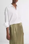 Vince Cotton Half-placket Shirt In Optic-white