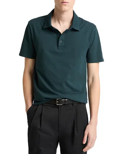 Vince Regular Fit Garment Dyed Cotton Polo In Green