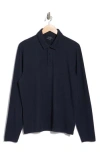 Vince Variegated Texture Long Sleeve Polo In Blue