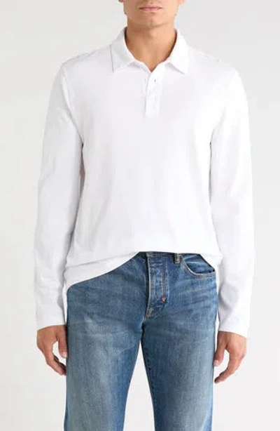 Vince Cotton Long Sleeve Polo In White