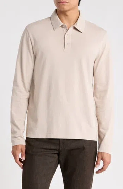 Vince Cotton Long Sleeve Polo In White