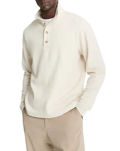 Vince Long Sleeve Stand Collar Cotton Henley In Brown