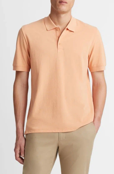 Vince Pique Short Sleeve Polo In Sahara Dune
