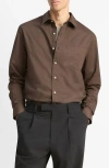 Vince Cotton Poplin Button-up Shirt In Brown