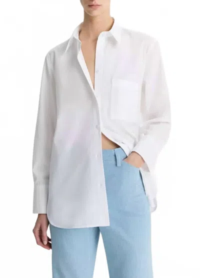 Vince Cotton Relaxed Straight Shirt In Optic White