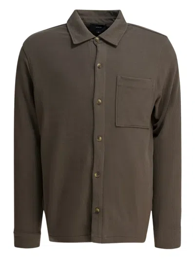 Vince Cotton Suede Overshirt Jacket Jackets And Coats Brown In Green