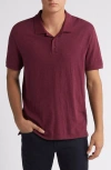 Vince Cotton Slub Jersey Polo In Black Cherry