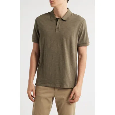 Vince Cotton Slub Jersey Polo In Brown