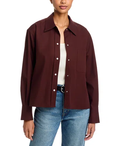 Vince Cotton Snap Closure Shirt In Brown