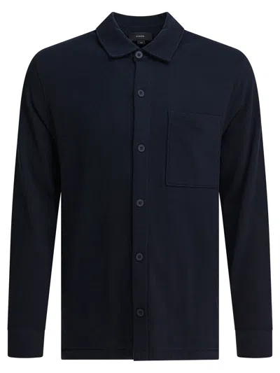 Vince Cotton Suede Jacket For Men In Blue