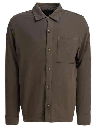 Vince Cotton Suede Overshirt Jacket Jackets And Coats Brown In Green