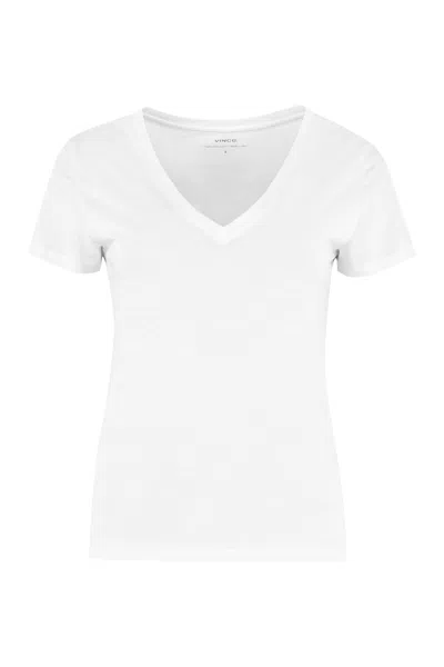 Vince Cotton V-neck T-shirt In White