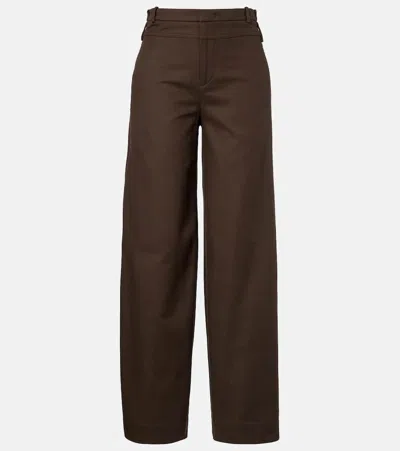 Vince Cotton Twill Wide-leg Pants In Brown