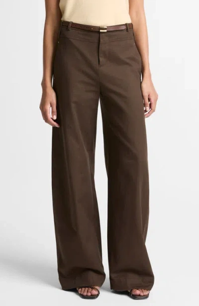Vince Cotton Utility Wide Leg Pants In Brown