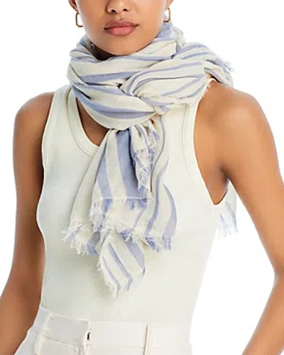 Vince Cotton Variegated Stripe Scarf In Blue