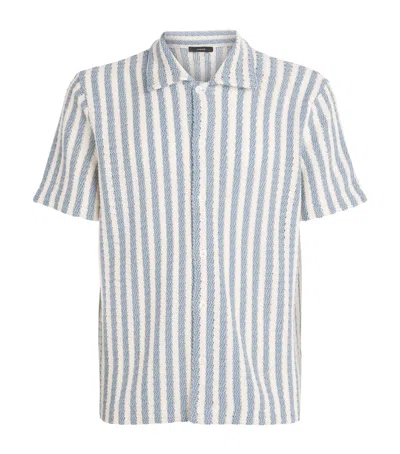 Vince Cotton-blend Beach Stripe Shirt In Blue