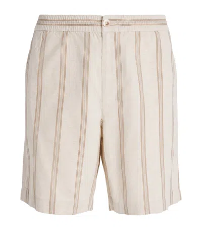 Vince Cotton-hemp Stripe Shorts In White