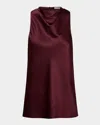 Vince Cowl-neck Bias Satin Top In Blr Black Rose