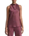 Vince Cowl-neck Bias Satin Top In Black Rose