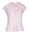 Vince Cowl Neck Cap Sleeve Silk Blouse In Pink