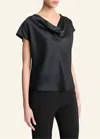 Vince Cowl-neck Cap-sleeve Satin Blouse