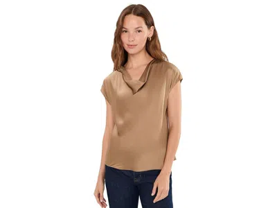 Vince Cowl Neck Cap Sleeve Blouse Women's Clothing Carmello: Md, Viscose In Brown
