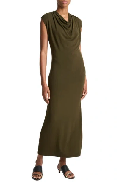 VINCE VINCE COWL NECK CAP SLEEVE MAXI DRESS