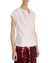 Vince Cowl Neck Cap Sleeve Silk Blouse In Pink