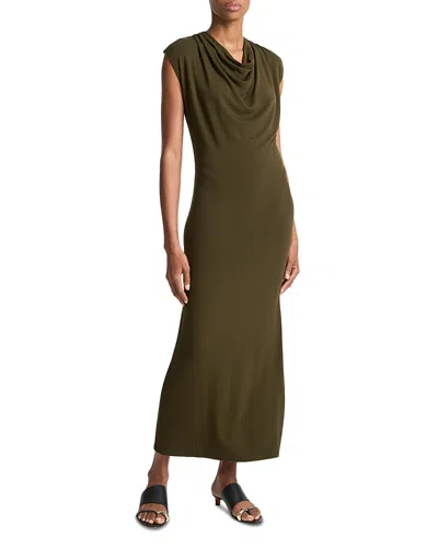 Vince Cowl Neck Dress In Green