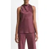 Vince Cowl-neck Bias Satin Top