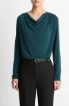 Vince Cowl Neck Knit Top In Green