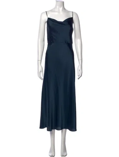 Pre-owned Vince Cowl Neck Midi Length Dress W/ Tags In Blue