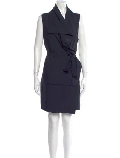 Pre-owned Vince Cowl Neck Mini Dress In Blue