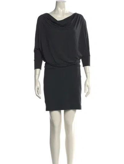 Pre-owned Vince Cowl Neck Mini Dress In Gray