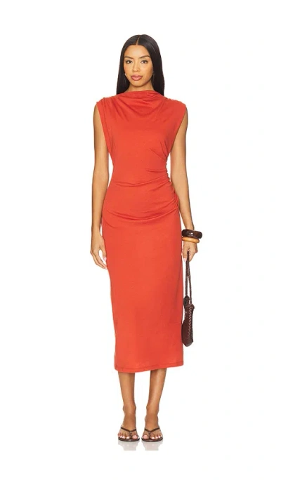 Vince Cowl Neck Muscle Tee Dress In Orange