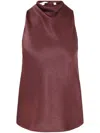 Vince Cowl-neck Bias Satin Top In Red