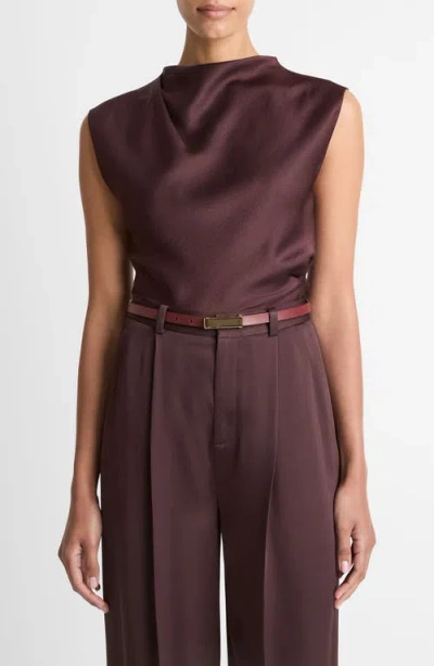 Vince Cowl Neck Satin Top In Purple
