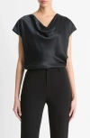 Vince Cowl Neck Silk Blouse In Black