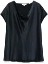Vince Blouse With Draped Neckline In Blue