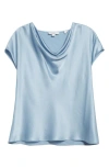 Vince Cowl Neck Silk Blouse In Blue