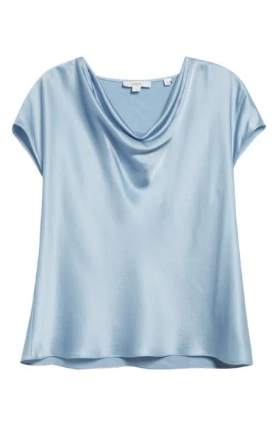 Vince Cowl Neck Silk Blouse In Blue