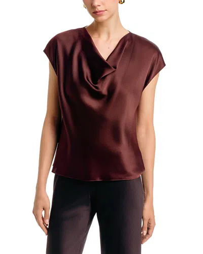 Vince Cowl Neck Silk Blouse In Brown