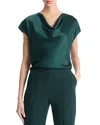 Vince Cowl Neck Silk Blouse In Juniper