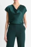 Vince Cowl Neck Silk Blouse In Juniper
