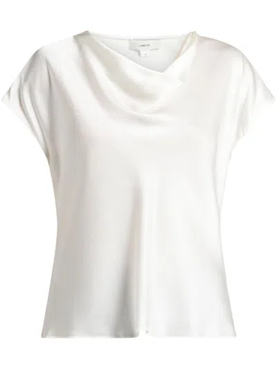 Vince Cowl-neck Silk Blouse In Neutrals