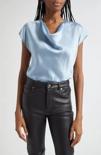 Vince Cowl Neck Silk Blouse In Pale Amalfi