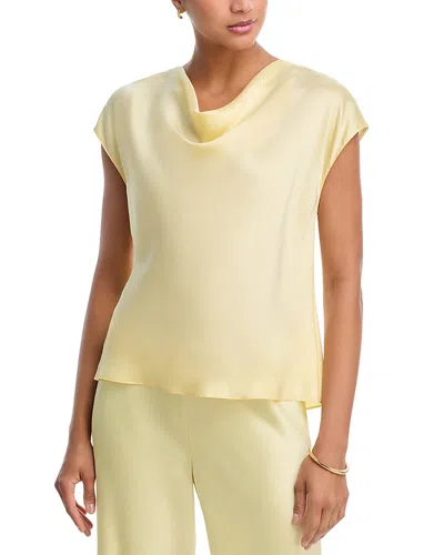 Vince Cowl Neck Silk Blouse In Yellow
