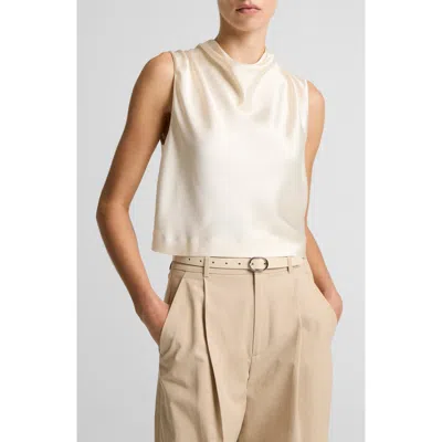 Vince Cowl Neck Sleeveless Satin Top In Neutral